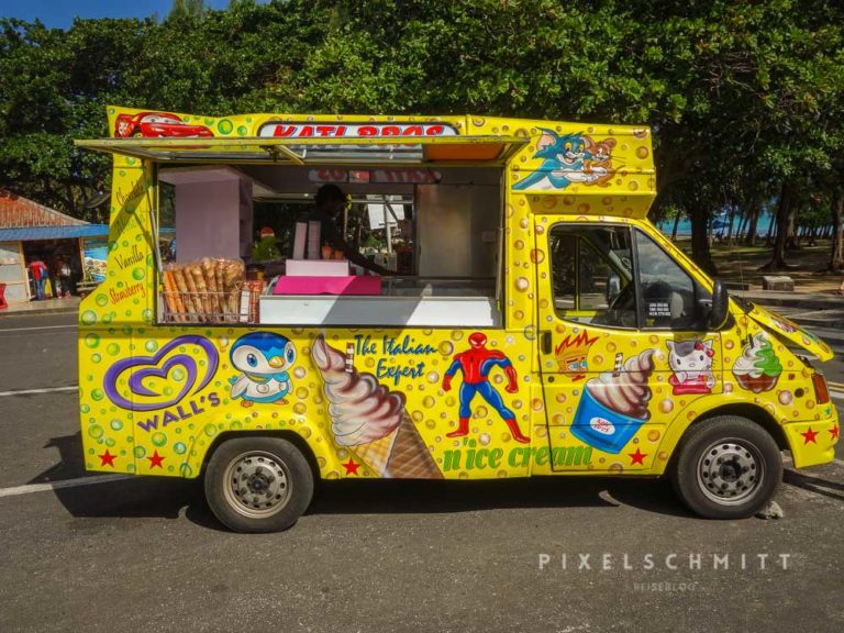 Beim Urlaub auf Mauritius allgegenwärtig: Foodtrucks und Eisverkäufer
