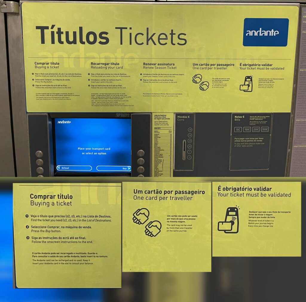 Porto Ticket Metro kaufen am Automaten