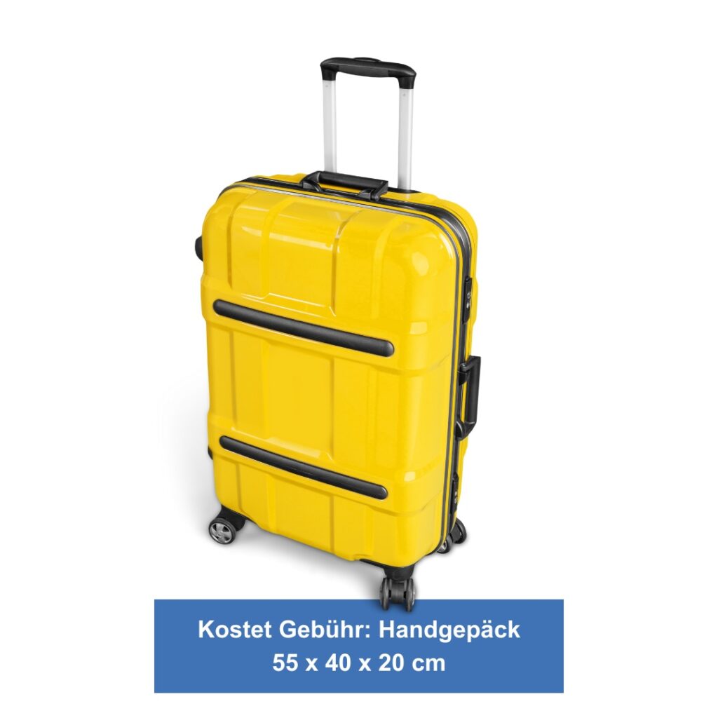 Ryanair - Kostet Gebühr: Handgepäck 55 x 40 x 20 cm