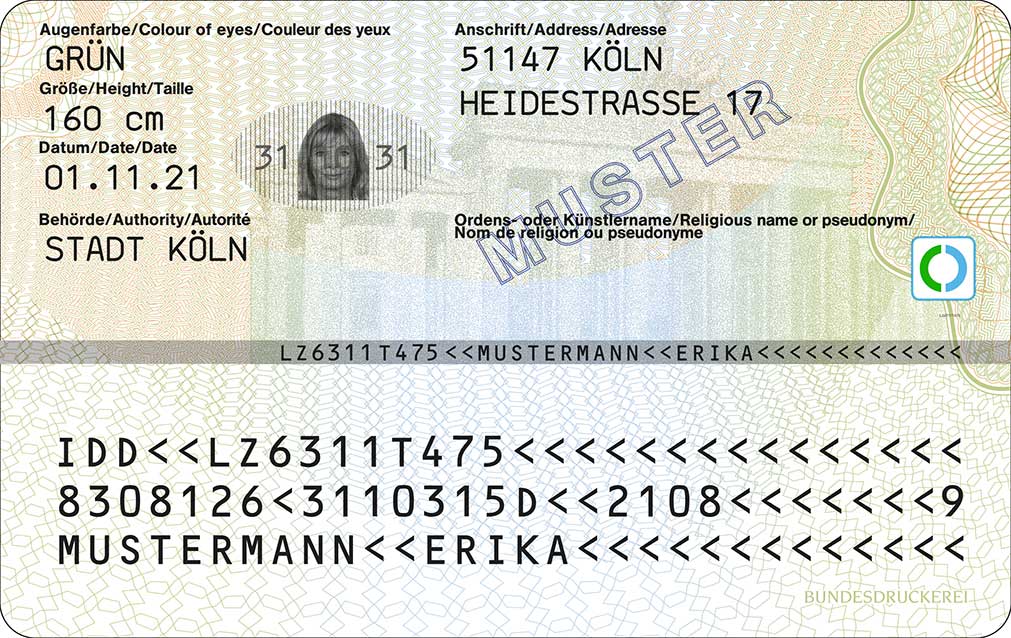 Personalausweis Rückseite - Quelle: Bundesministerium des Innern und für Heimat (BMI)