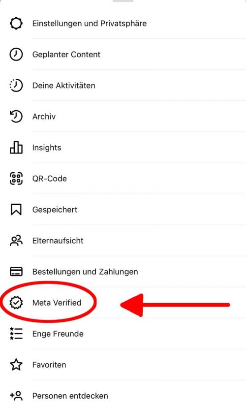 Meta Verified findest du in den Einstellungen weit unten